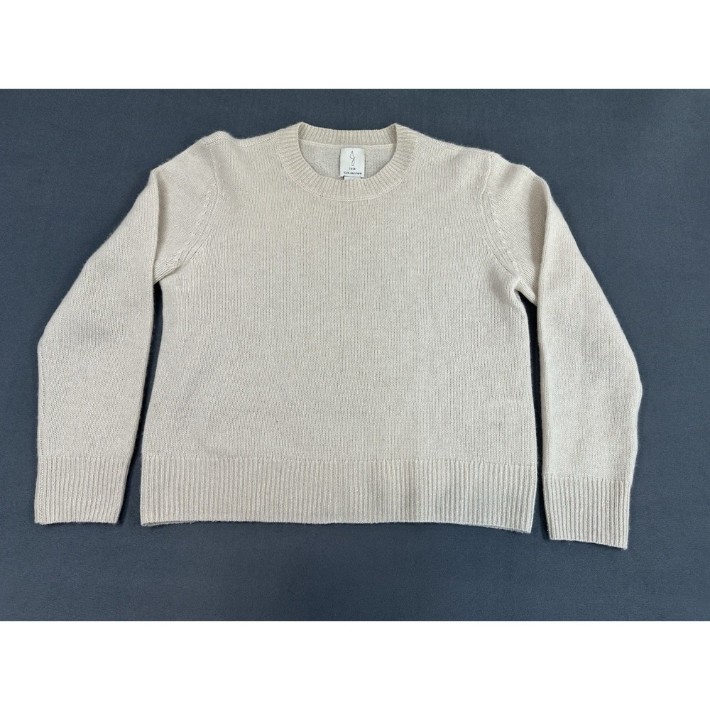 Joie 100% Cashmere Sweater Womens Size Large Ivory Quiet Luxury Crewneck